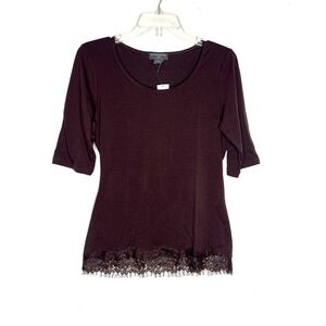 Banana Republic Lace Hem Scoop Neck Blouse Purple NWT Medium